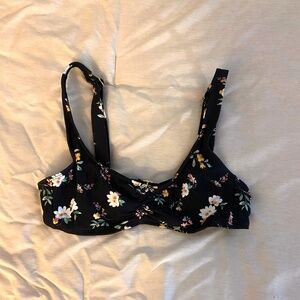 Black bikini top with floral print